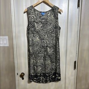 Black and White Scoop Neck Sleeveless Midi Dress